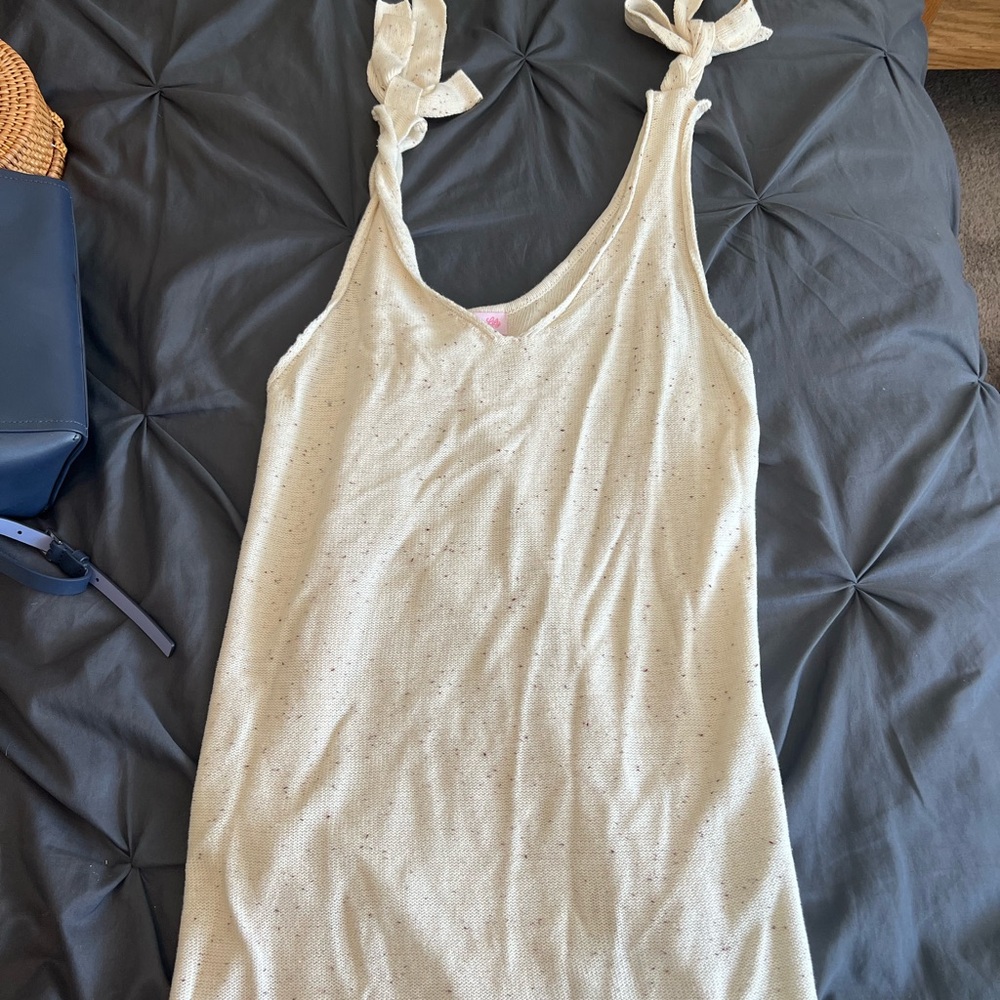 Cream dress with shoulder ties